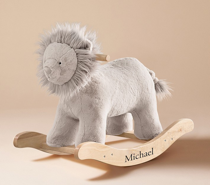 Taupe Lion Plush Nursery Rocker | Pottery Barn Kids