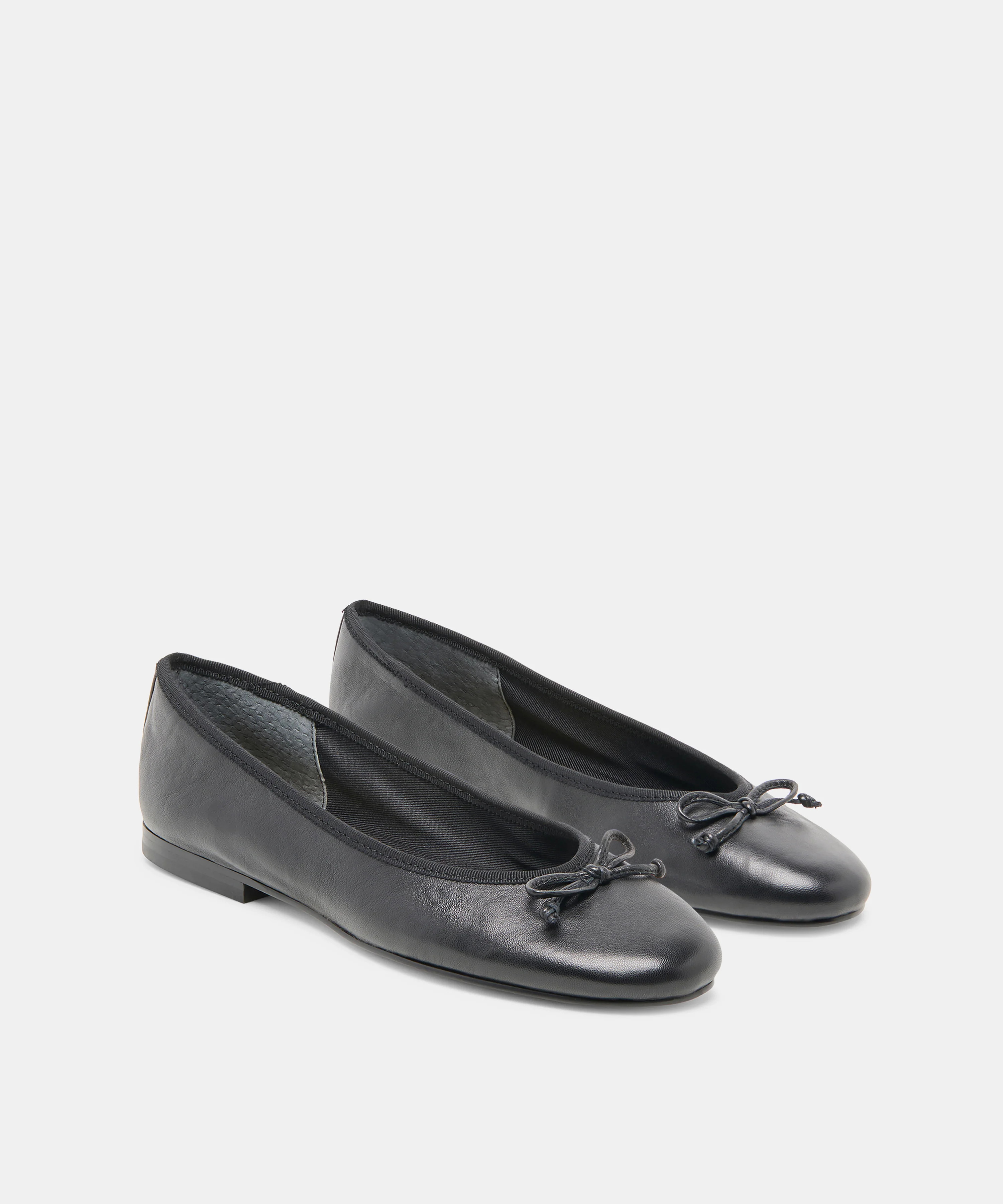 Ritla Wide Black Leather Ballet Flats | Dolce Vita | DolceVita.com