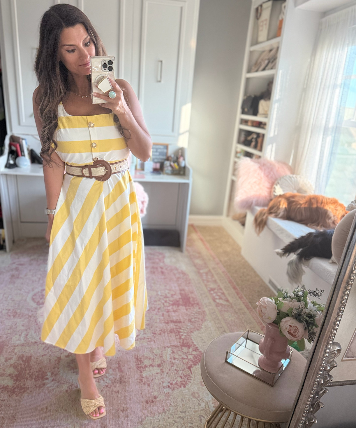 Yellow striped dress for summer 

 