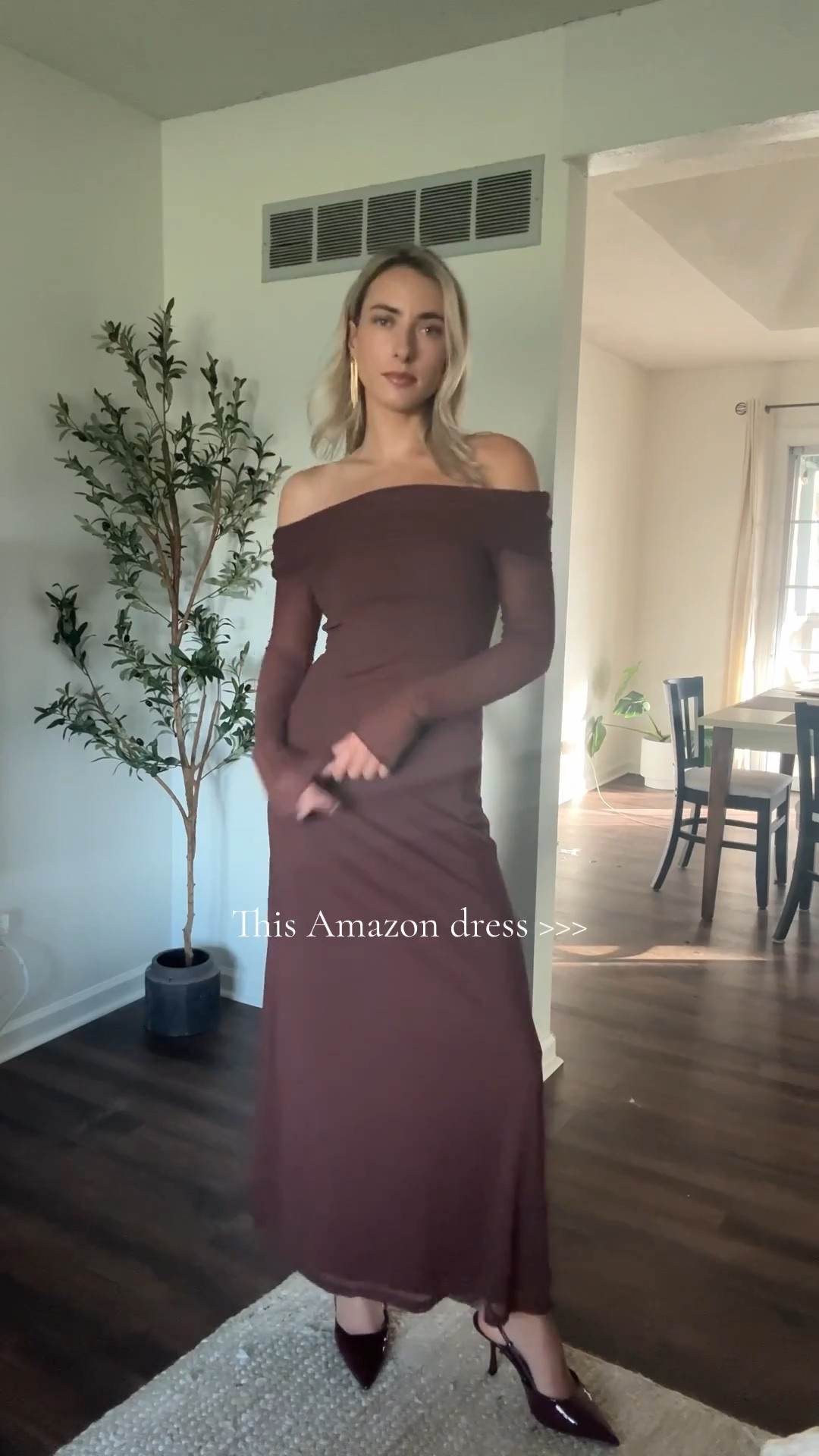 Burgundy off the shoulder wedding guest dress 

#LTKFindsUnder100 #LTKParties #LTKWedding