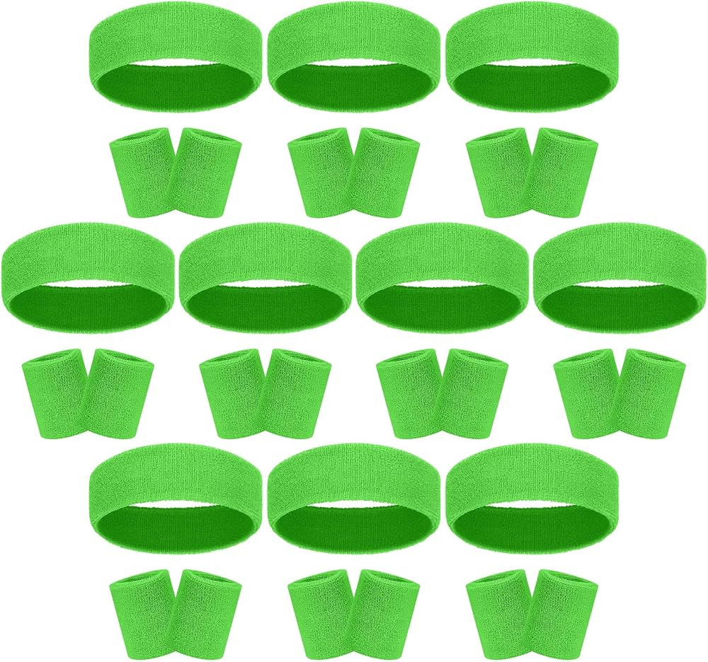 Samoyee 30 Pcs Sweatbands Wristbands Set Absorbent Terry Cloth Headbands Wristbands Neon Color St... | Amazon (US)