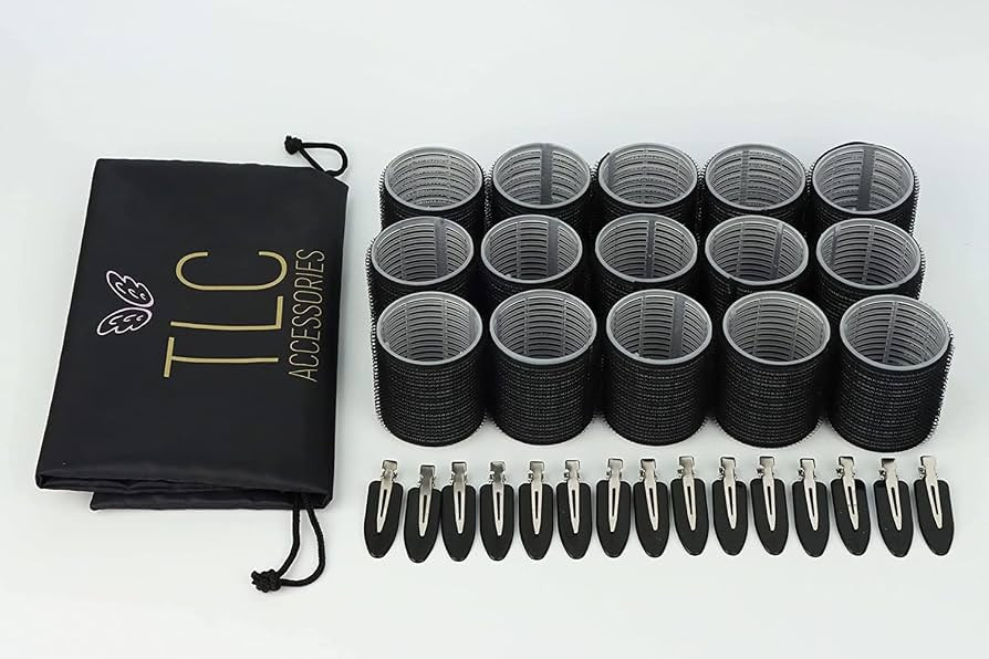 TLC ACCESSORIES 30 Piece Hair Rollers with Clips - 15 Self Grip Velcro Rollers and 15 Duckbill Cl... | Amazon (UK)