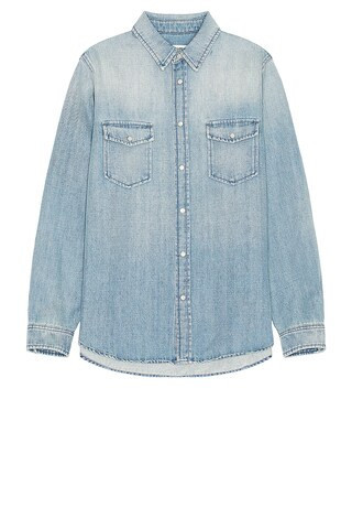 Saint Laurent Oversize Point Shirt in Denim-Light | FWRD 