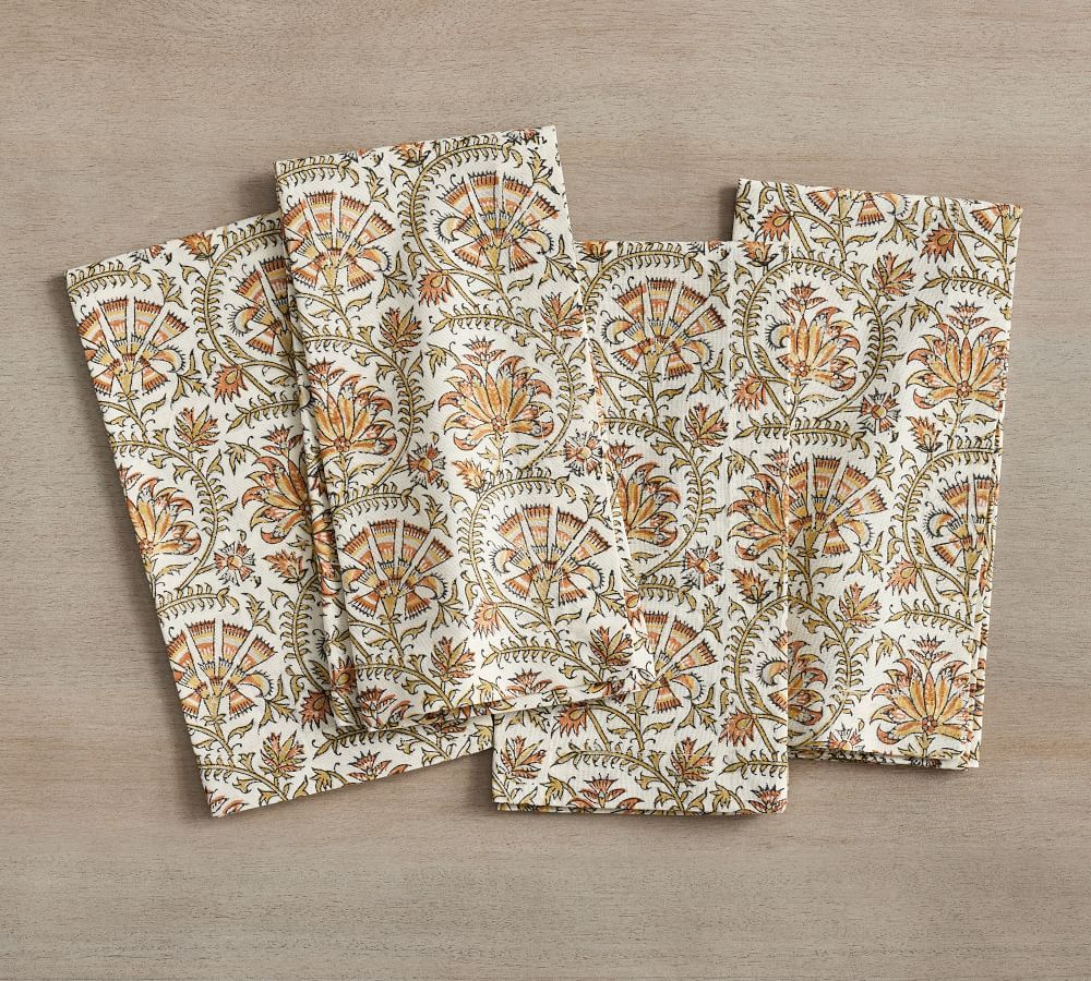 Block Print Ishani Cotton Napkin, Set of 4 | Pottery Barn (US)