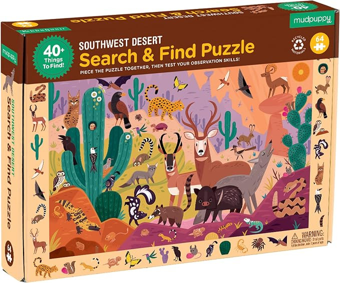 Amazon.com: Mudpuppy Southwest Desert Search and Find Puzzle, 64 Pieces, 23” x 15.5” – Jigs... | Amazon (US)