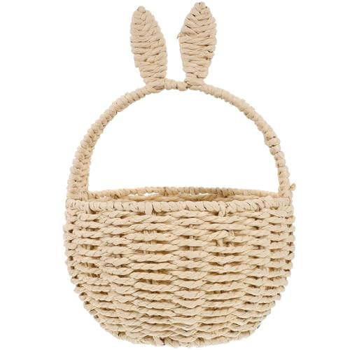 Alipis Woven Bunny Basket with Rabbit Ears Handwoven String Picnic Storage Basket for Home Decor Easter Egg Hunt Kids Party Organizer 4.5X7X4.5 Inches | Amazon (US)
