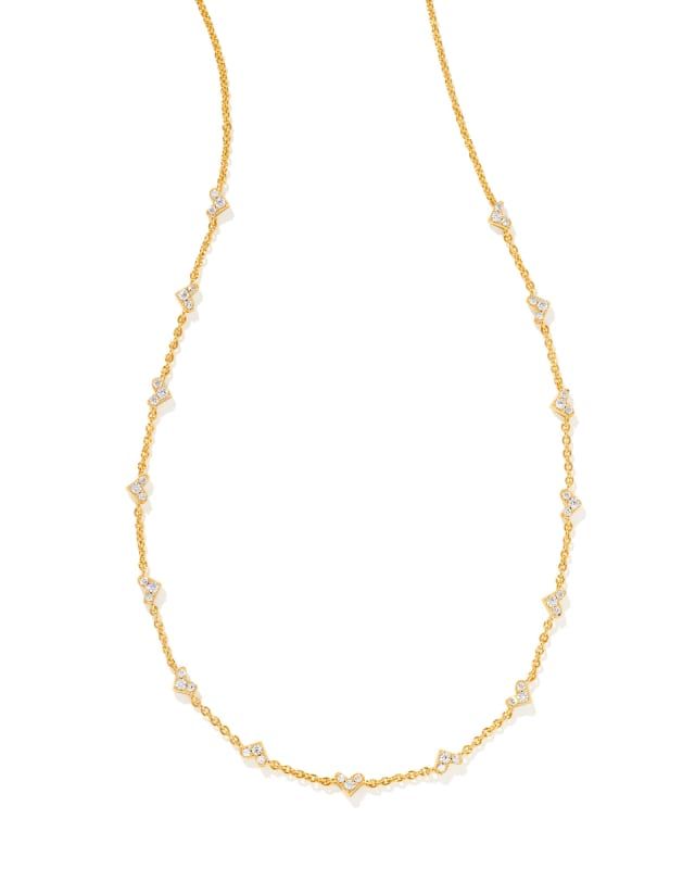 Haven Gold Crystal Heart Strand Necklace in White Crystal | Kendra Scott