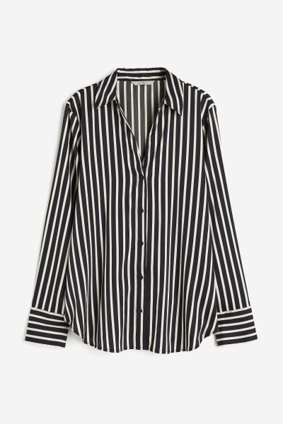 V-neck Blouse - Black/striped - Ladies | H&M US | H&M (US + CA)