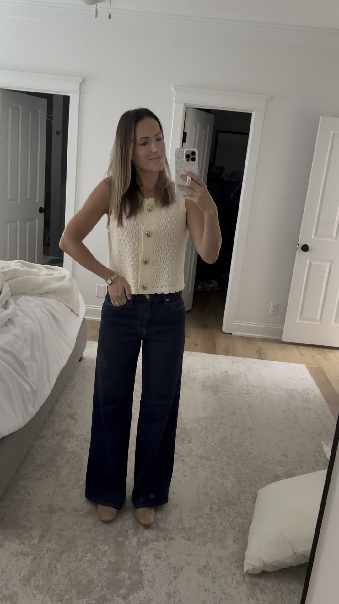 Church ootd | wide leg jeans | target jeans | sweater vest top | ballet flats 

#LTKStyleTip #LTKFindsUnder50 #LTKSeasonal