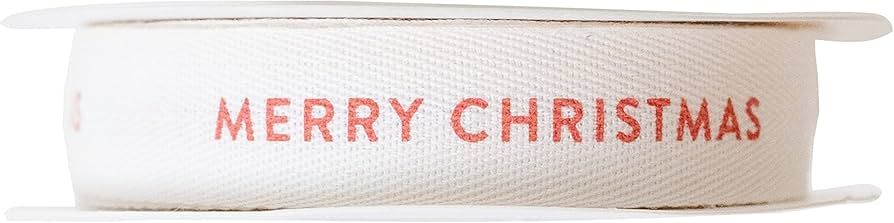 Sisterly Market Merry Christmas, Cotton Herringbone Custom Ribbon Natural 5/8in x 10 Yards | Amazon (US)