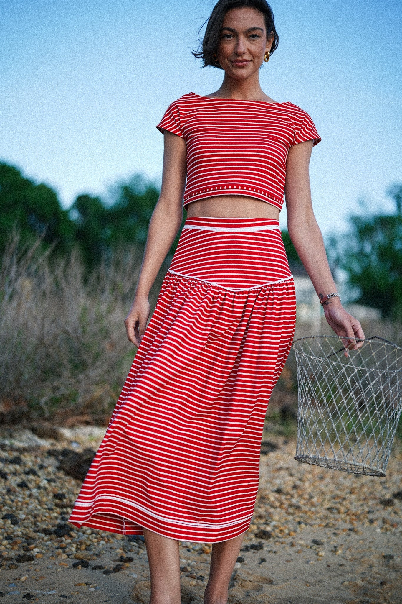 Theodora Skirt - Strawberry Stripe | Smith and Quinn