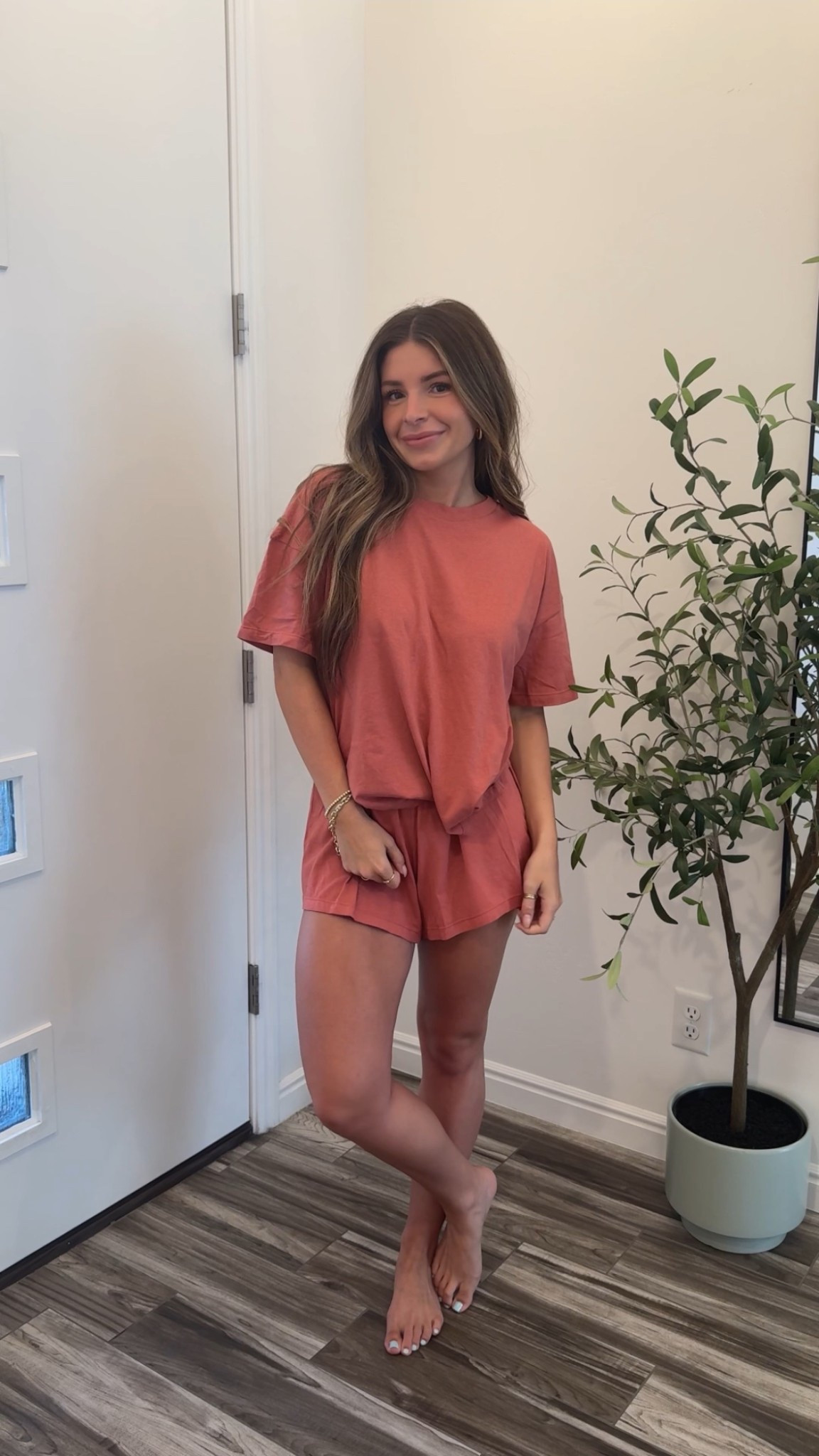 Hanes lounge set! I got a small and rolled the waistband to make them shorter 😉 