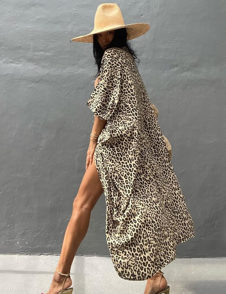 Bsubseach Stylish Tie Dye Open Front Long Kimono Swimsuit Cover up for Women | Amazon (US)