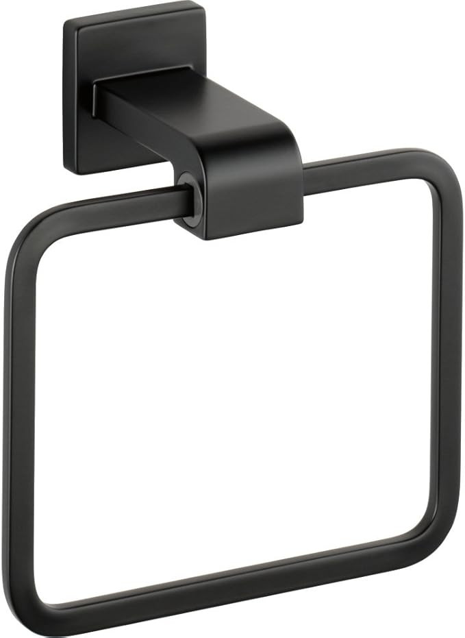 Delta 77546-BL Ara Wall Mount Square Closed Towel Ring Bath Hardware Accessory in Matte Black | Amazon (US)