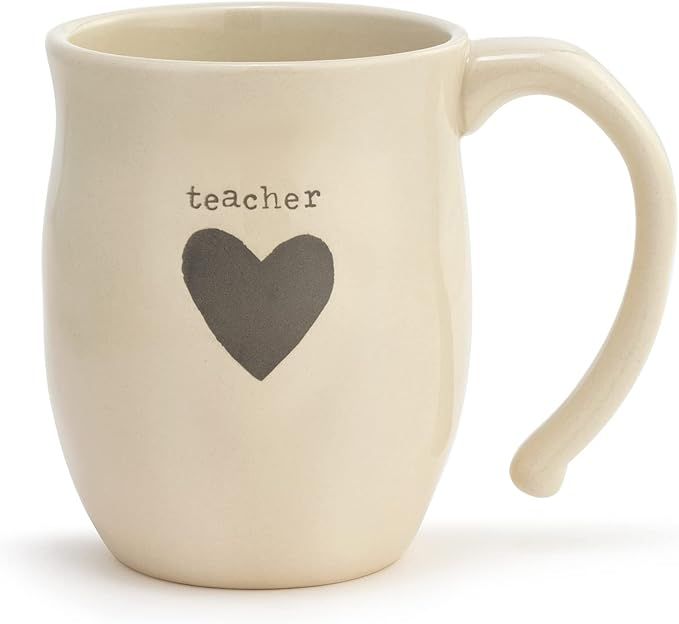 Demdaco Teacher Heart Warm Cream 16 ounce Ceramic Stoneware Novelty Coffee Mug | Amazon (US)