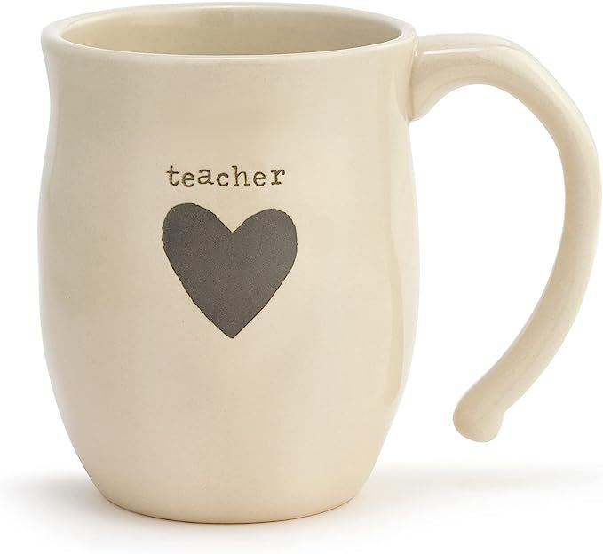 Demdaco Teacher Heart Warm Cream 16 ounce Ceramic Stoneware Novelty Coffee Mug | Amazon (US)