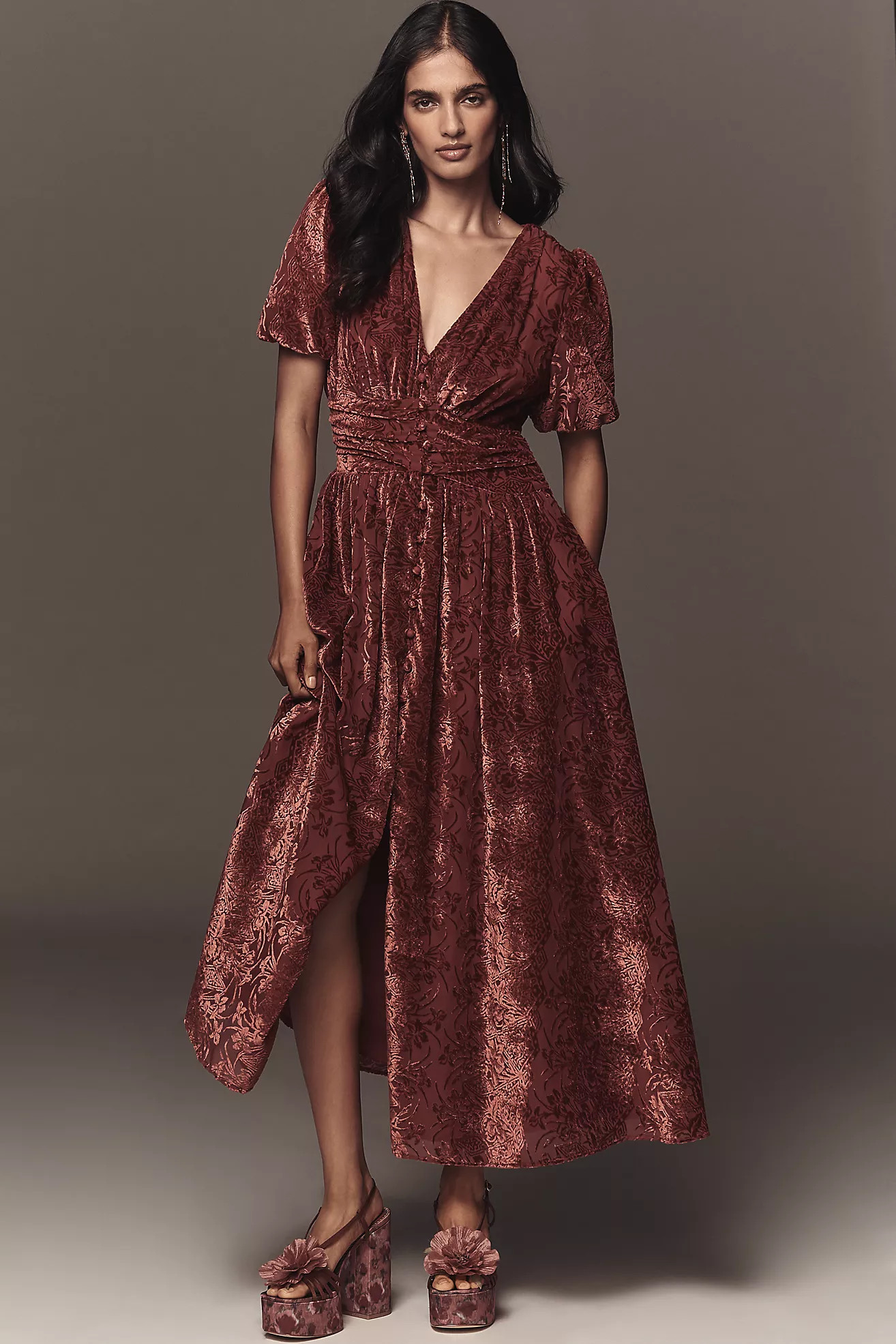 The Katerina Button-Front Dress: Velvet Edition | Anthropologie (UK)