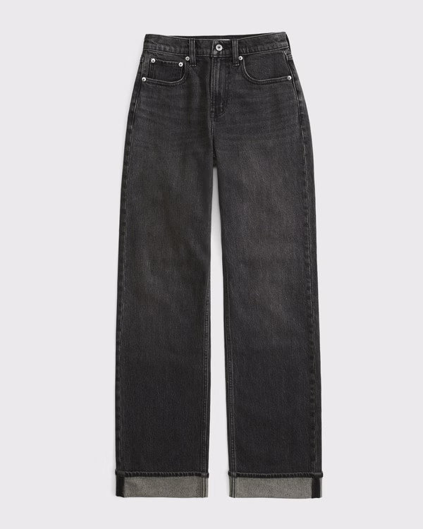 Women's Curve Love High Rise 90s Relaxed Cuffed Hem Jean | Women's Bottoms | Abercrombie.com | Abercrombie & Fitch (US)