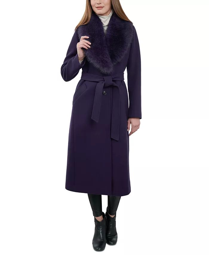 Women's Wool Blend Belted Coat | Macy's
