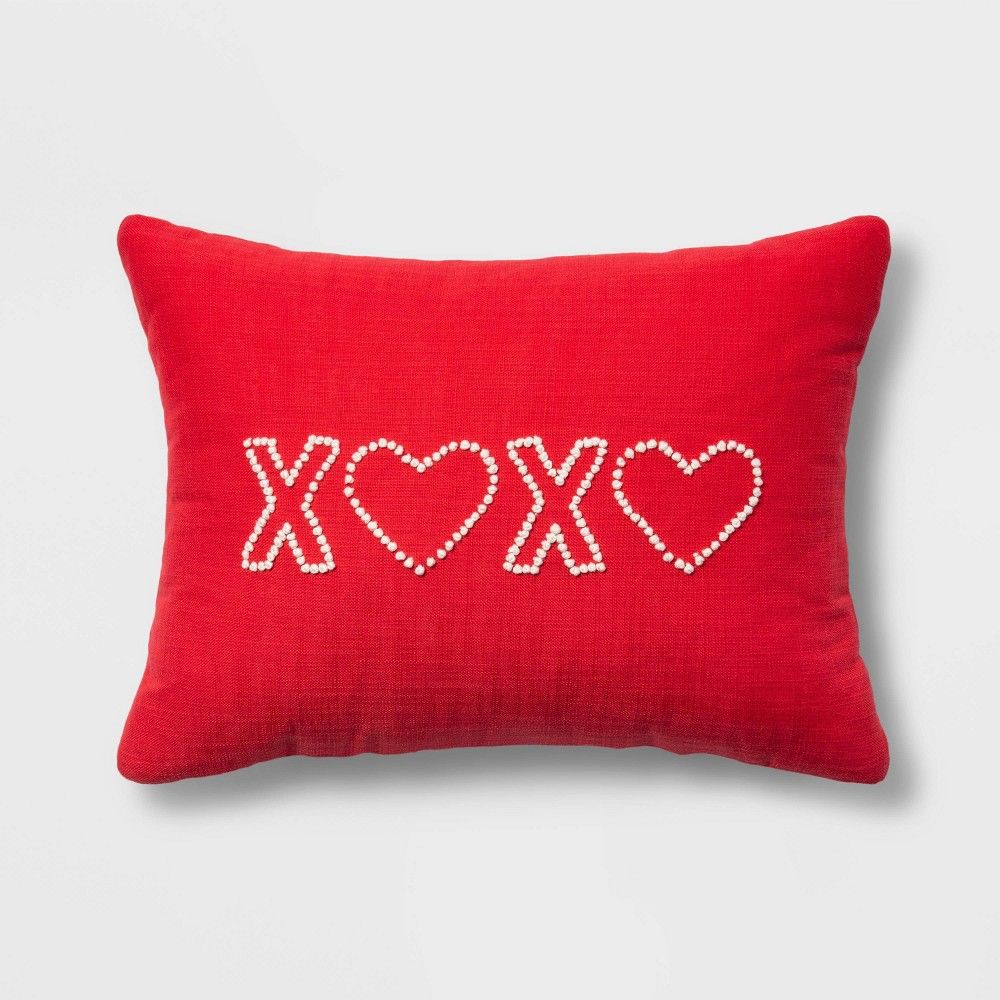 Lumbar XO Valentine’s Day Pillow White/Red - Spritz™ | Target