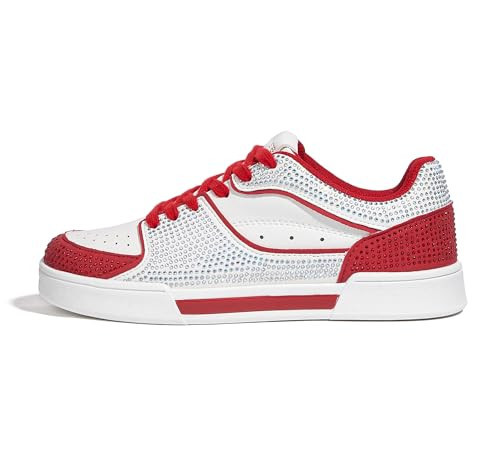 LUCKY STEP Women's Rhinestone Sneakers Sparkly Bling Glitter Wedding Tennis Shoes Fashion Casual Walking Comfortable Shiny Footwear(Red,6.5) | Amazon (US)