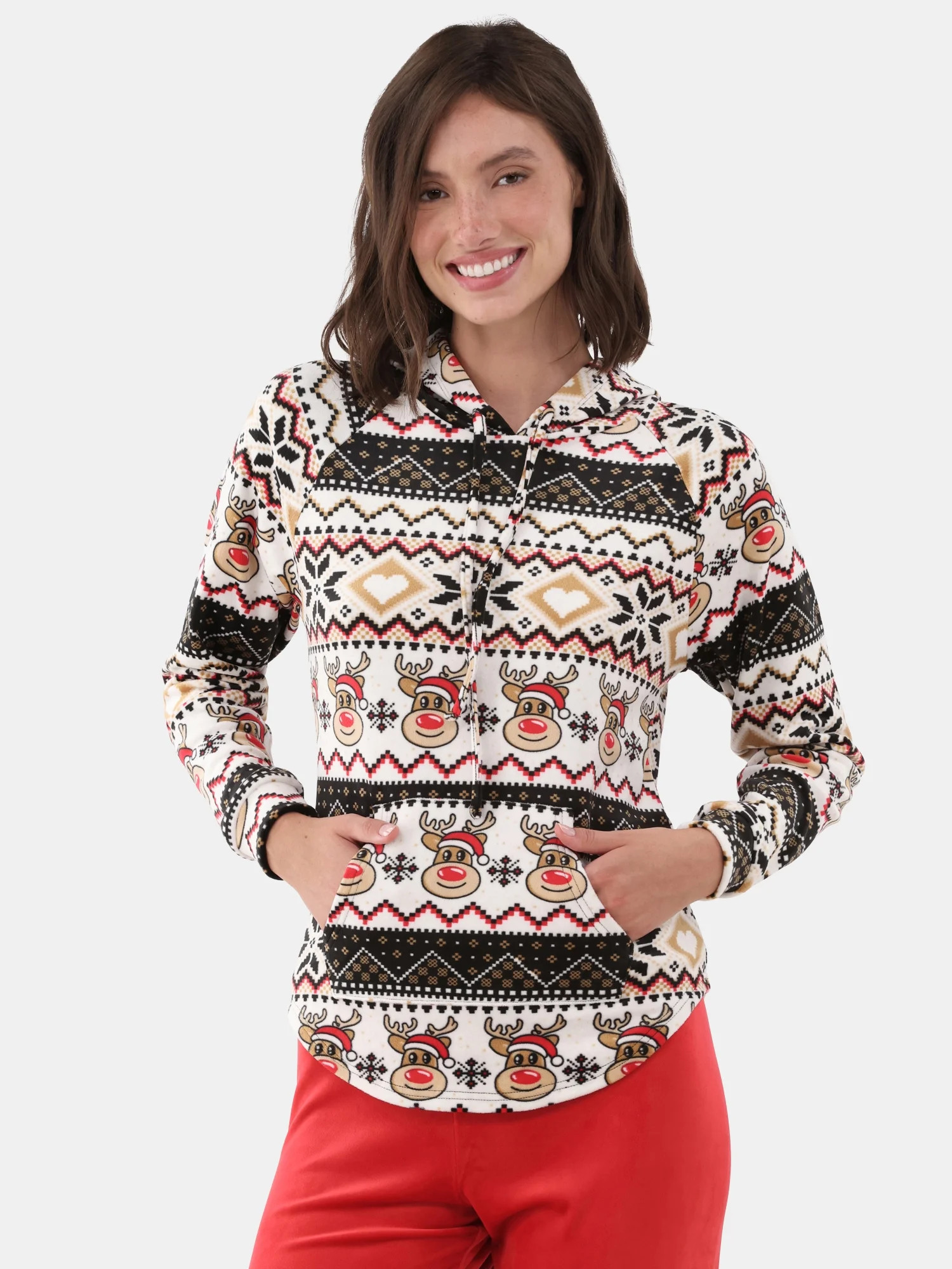 No Boundaries Plush Christmas Pullover Hoodie, Women's | Walmart (US)