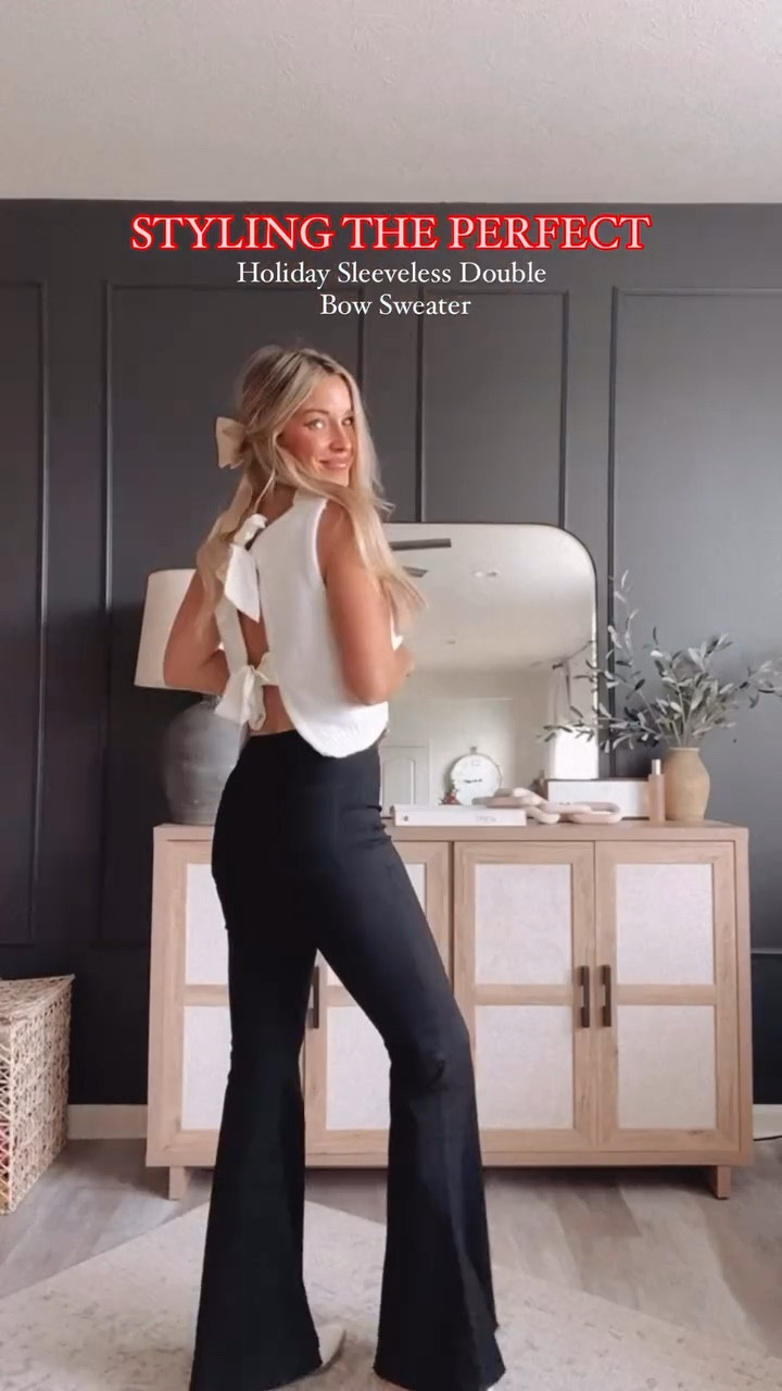 comment BOWS 🎀 for this details in this perfect Holiday Sweater! The double bows on the back are everything. Wear it to a festive dinner, concert, play or holiday party and let the bows do the talking! The knit is super thick and holds its shape so well! I am wearing a Medium for reference! 

sweater, sweater tank, bows, sweater with bows, knit sweater, sweater vest, amazon sweater, sleeveless sweaters, white sweaters, holiday sweaters 

#amazonfashion