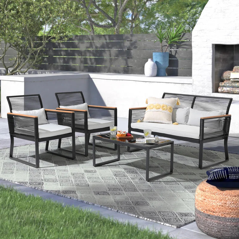 4 - Person Outdoor Seating Group with Cushions | Wayfair North America