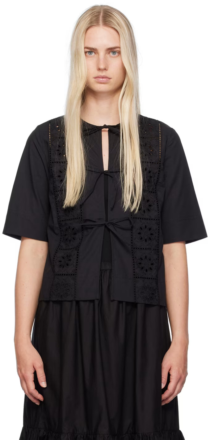 Black Self-Tie Blouse | SSENSE