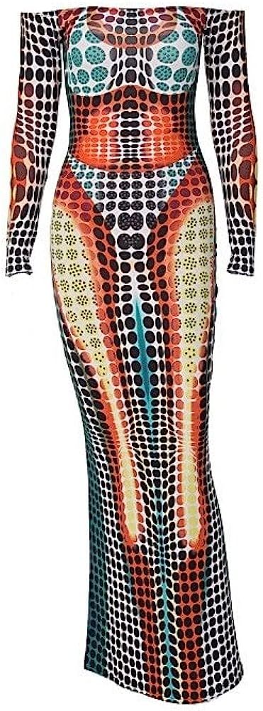 Women Fashion Long Sleeve Strapless Bodycon Club Streetwear Long Dress 2023 Spring Autumn Items F... | Amazon (US)