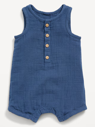 Unisex Sleeveless Henley Romper for Baby | Old Navy (US)