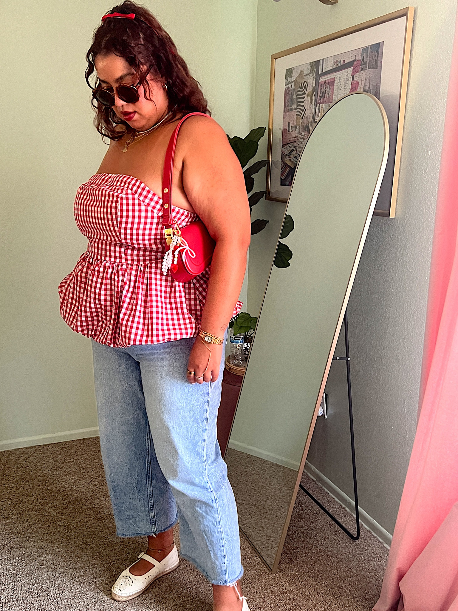 Spring has sprung and it’s time to enjoy a little garden party! 🪴 🍓this cute gingham top from SHEIN was under $12 and perfect for a little spring outfit! #SHIEN #midsize #midsizeoutfitinspo #springoutfitidea 

#LTKMidsize #LTKSeasonal #LTKootd