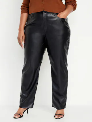 High-Waisted OG Loose Faux-Leather Pants | Old Navy (US)