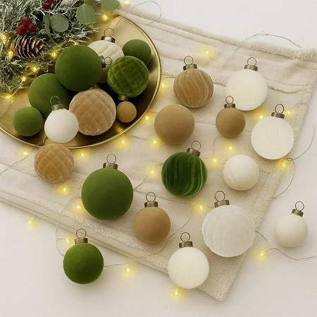 THE BRIVE 36PCS Flocked Velvet Christmas Ball Ornaments - Shatterproof Decor for Tree, Holiday & Home Decorations Mixed | Walmart (US)