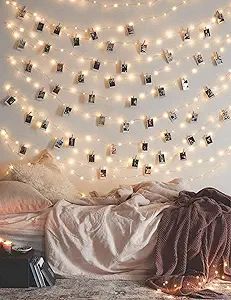 Photo Clip 17Ft - 50 LED Fairy String Lights with 50 Clear Clips for Hanging Pictures, Photo Stri... | Amazon (US)