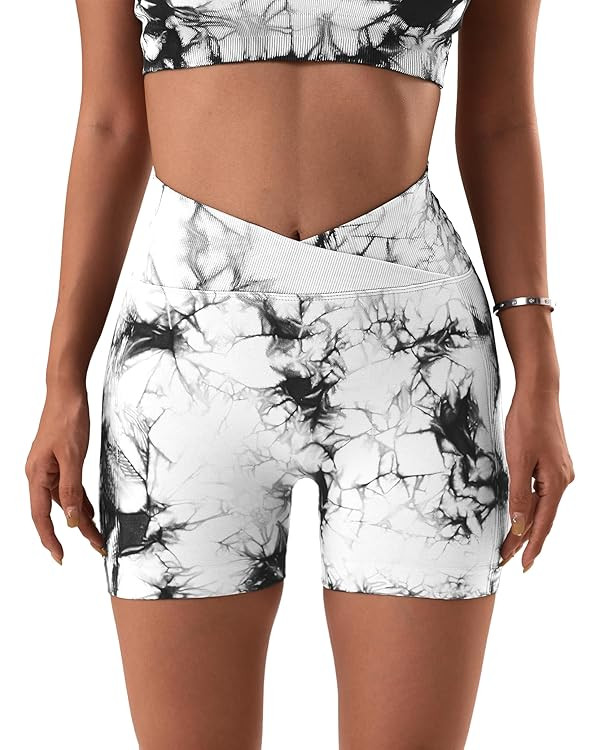 OVESPORT 3.6" Workout Shorts Women Seamless Scrunch Butt Lifting V Cross Waist Yoga Gym Booty Run... | Amazon (US)