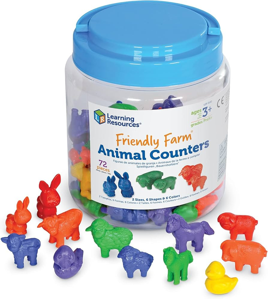 Learning Resources Friendly Farm Animal Counters - 72 Pieces, Ages 3+ Toddler Learning Toys, Pres... | Amazon (US)