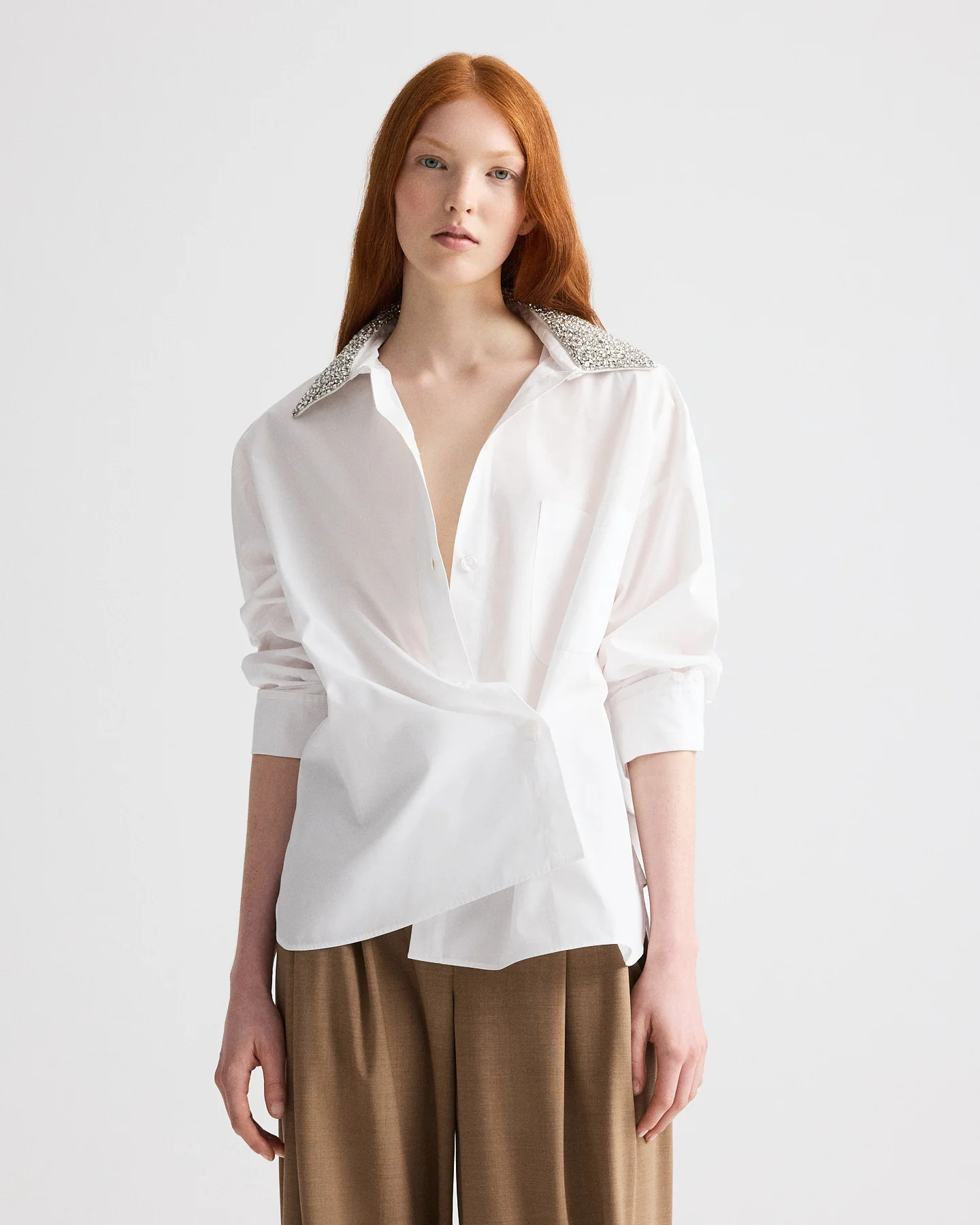 New Earl Shirt with Crystal Collar in Cotton Shirting | TWP