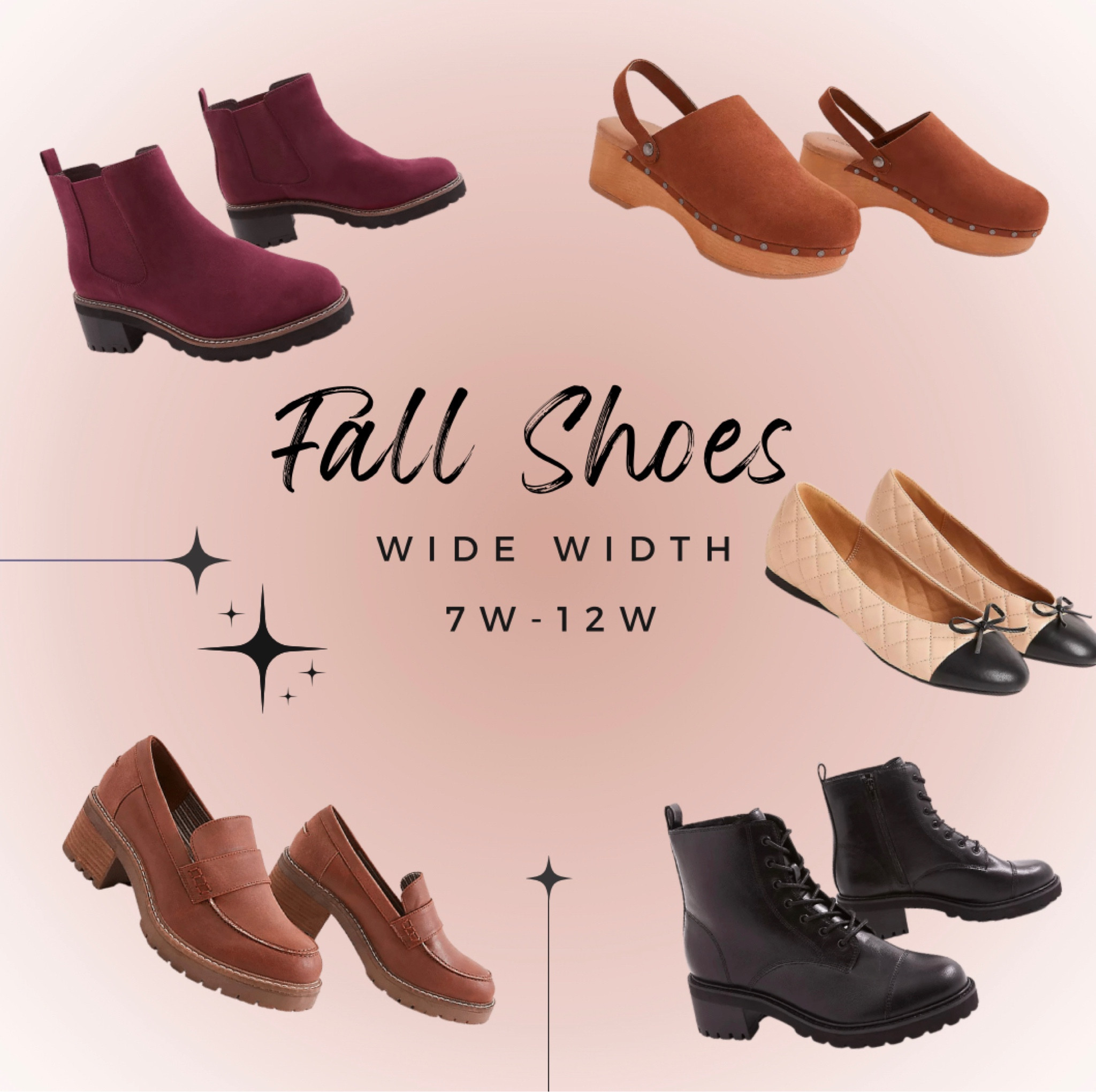 Wide width fall shoes that are cute AND on sale! These are all currently 30% off, in sizes 7W through 12W  

#LTKunder100 #LTKSeasonal #LTKshoecrush