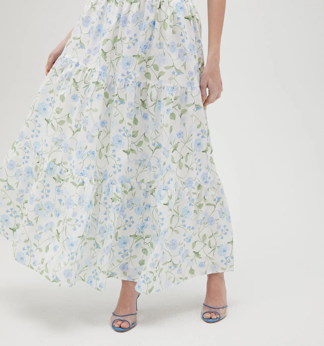 The Florence Nap Skirt - Blue Peony Bouquet Cotton | Hill House Home