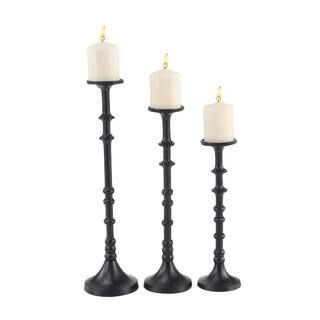 LITTON LANE Black Metal Industrial Candle Holder (Set of 3)-51300 - The Home Depot | The Home Depot