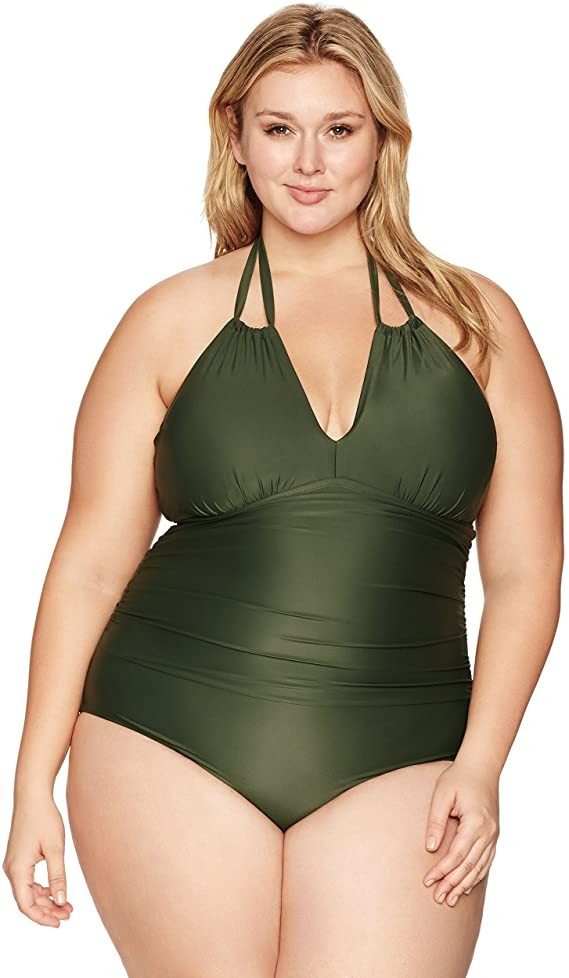 Amazon Brand - Coastal Blue Women's Plus Size One Piece Swimsuit | Amazon (US)