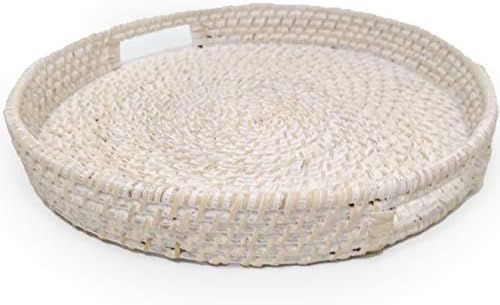 Ann Lee Design Round Serving Seagrass Trays (60% White Washed, Rattan) | Amazon (US)