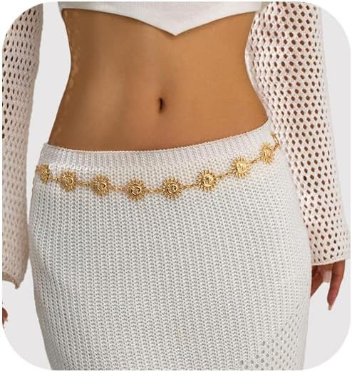 Simple Sunflower Waist Chain Belt Bikini Sun Waist Chains Jewelry Summer Beach Belly Chain Metal ... | Amazon (US)