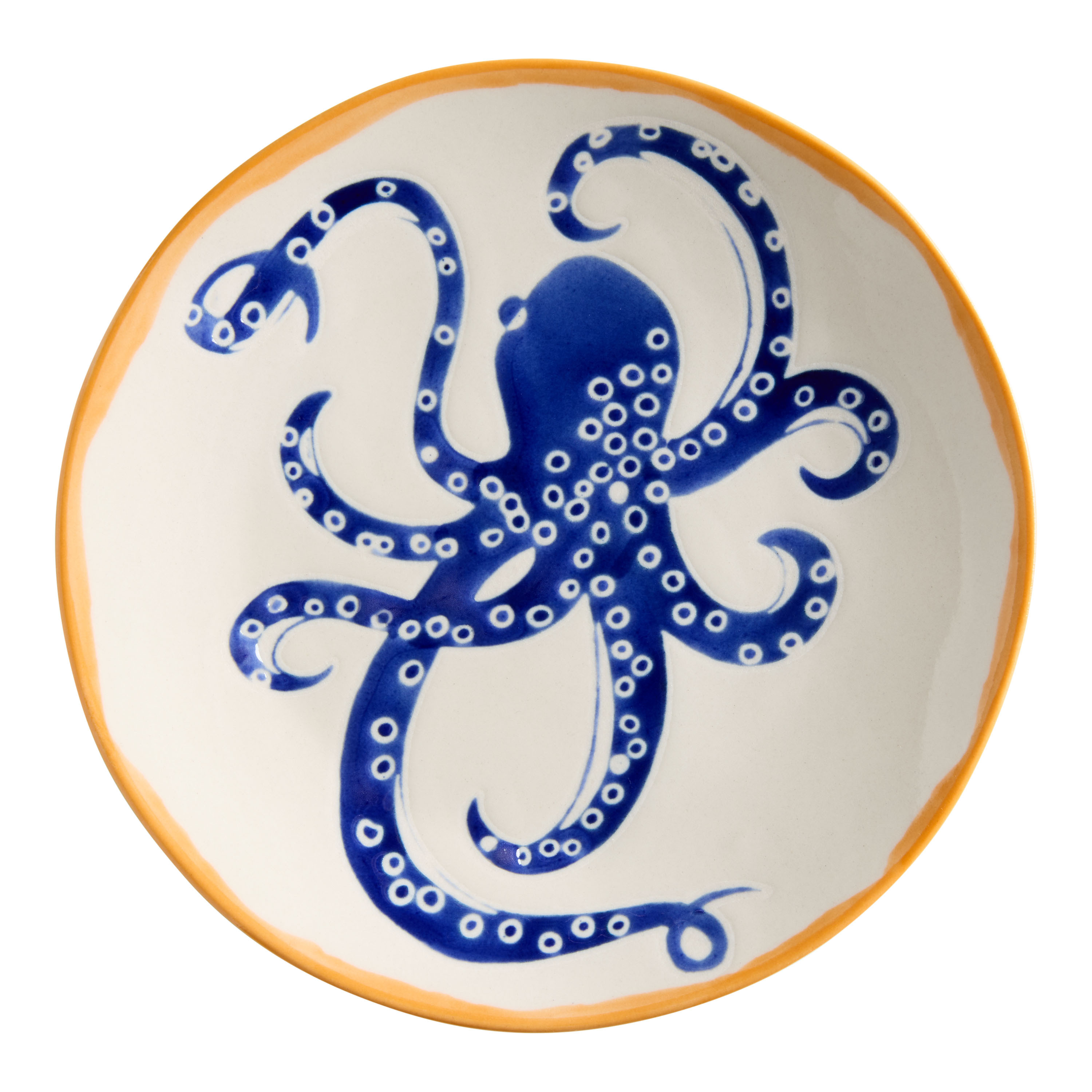Blue and Yellow Octopus Hand Painted Appetizer Plate - World Market | World Market