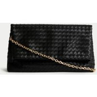 Womens M&S Collection Faux Leather Woven Clutch Bag, Black | Marks and Spencer US