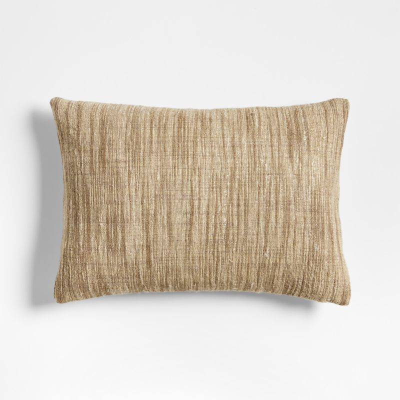 Riviera 22"x15" Arcadia Tan Brown Throw Pillow with Feather Insert + Reviews | Crate & Barrel | Crate & Barrel