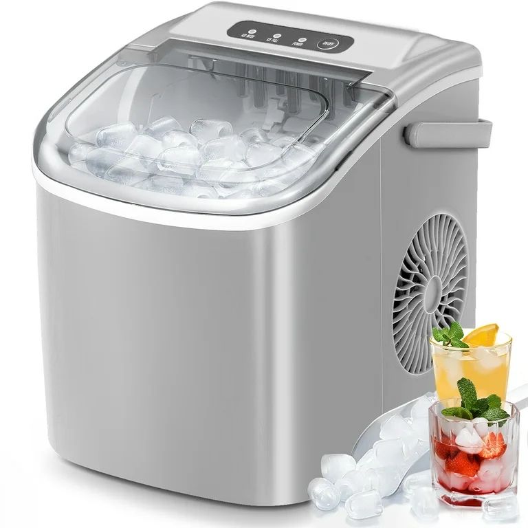 KISSAIR Countertop Ice Maker Portable Ice Machine with Handle, Self-Cleaning Ice Makers, 26Lbs/24... | Walmart (US)