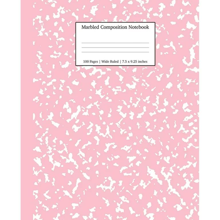 School Essentials: Marbled Composition Notebook: Pink Marble Wide Ruled Paper Subject Book (Paper... | Walmart (US)