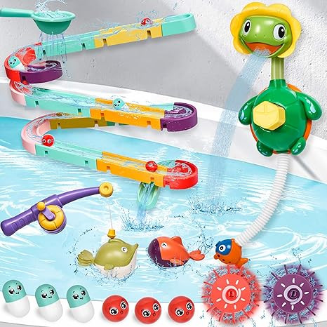 Bath Toys,Bathtub Toy with Shower,Fishing Game for Toddlers, Suction Cup Bath Toys, Bathtub Toys ... | Amazon (US)